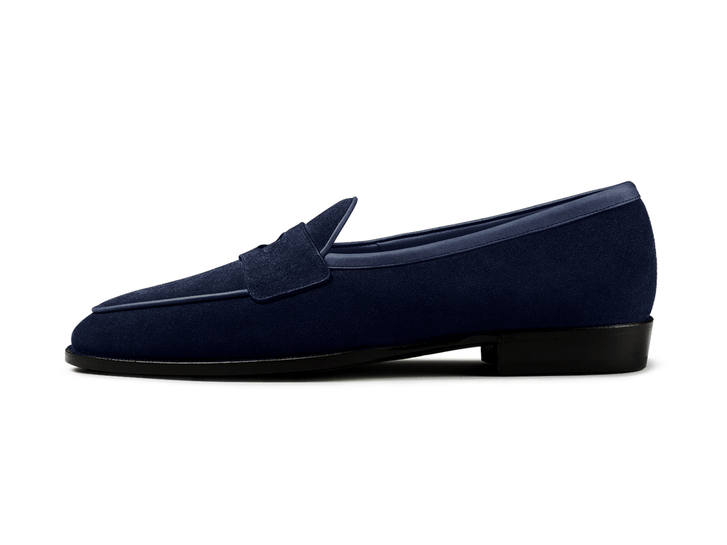 Grand Fenelon Penny Loafers in French Navy Noble Suede