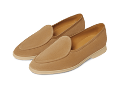 Stride Loafers in Caramel Glove Suede with Natural Sole