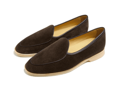 Stride Loafers in Dark Brown Glove Suede Natural Sole
