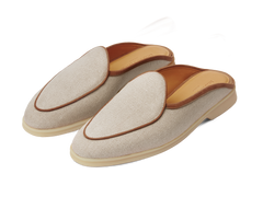 Stride Mule Loafers in Vachette Linen with Natural Sole