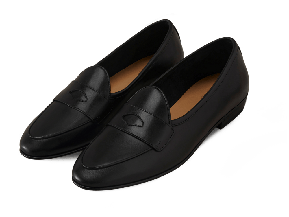 Sagan Rubber Ginkgo Loafers in Black Drape Calf