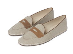 Calvi Slippers in Flax Linen and Vachette Luxe Suede