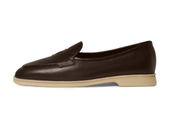 Stride Penny Loafers in Dark Brown Moorland Calf with Natural Sole