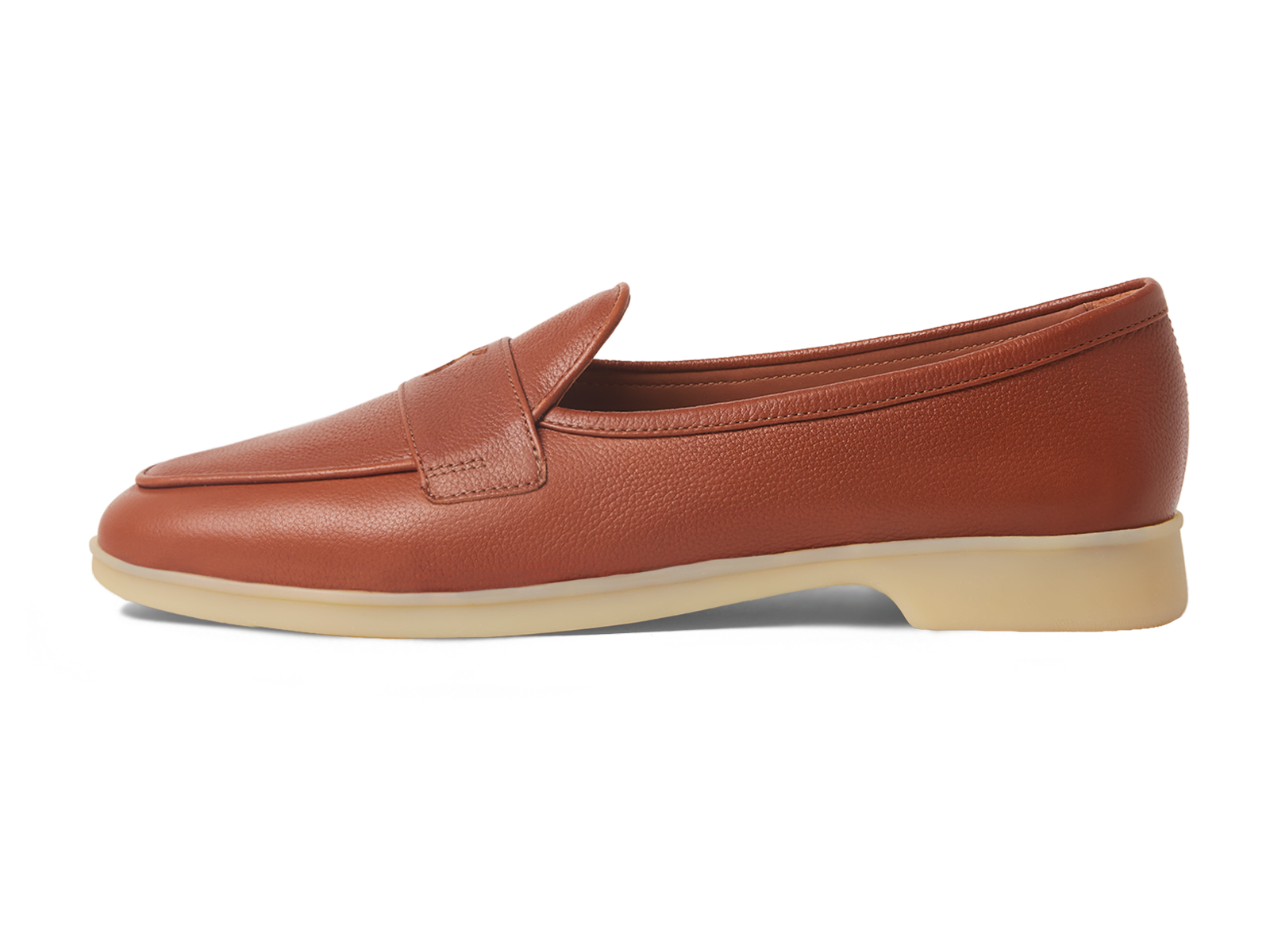 Stride Penny Loafers in Tan Moorland Calf with Natural Sole