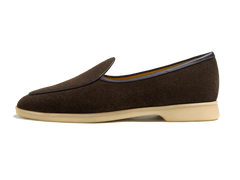 Stride Loafers in Dark Brown Glove Suede Natural Sole