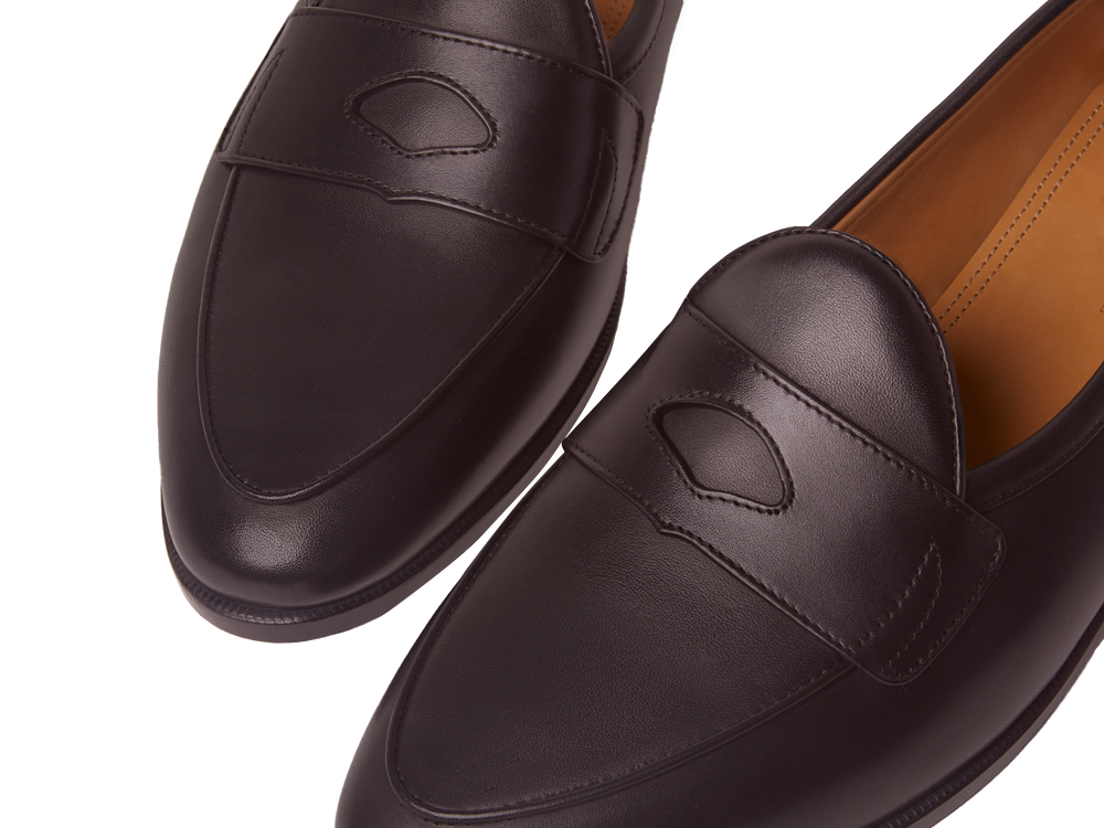 Grand Fleurus Penny Loafers in Dark Brown Noble Calf