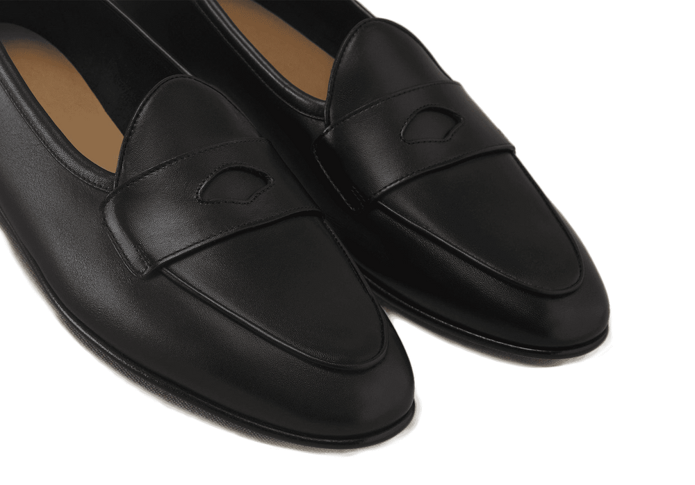 Sagan Rubber Ginkgo Loafers in Black Drape Calf