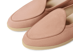 Stride Loafers in Blush Pink Glove Suede with Natural Sole