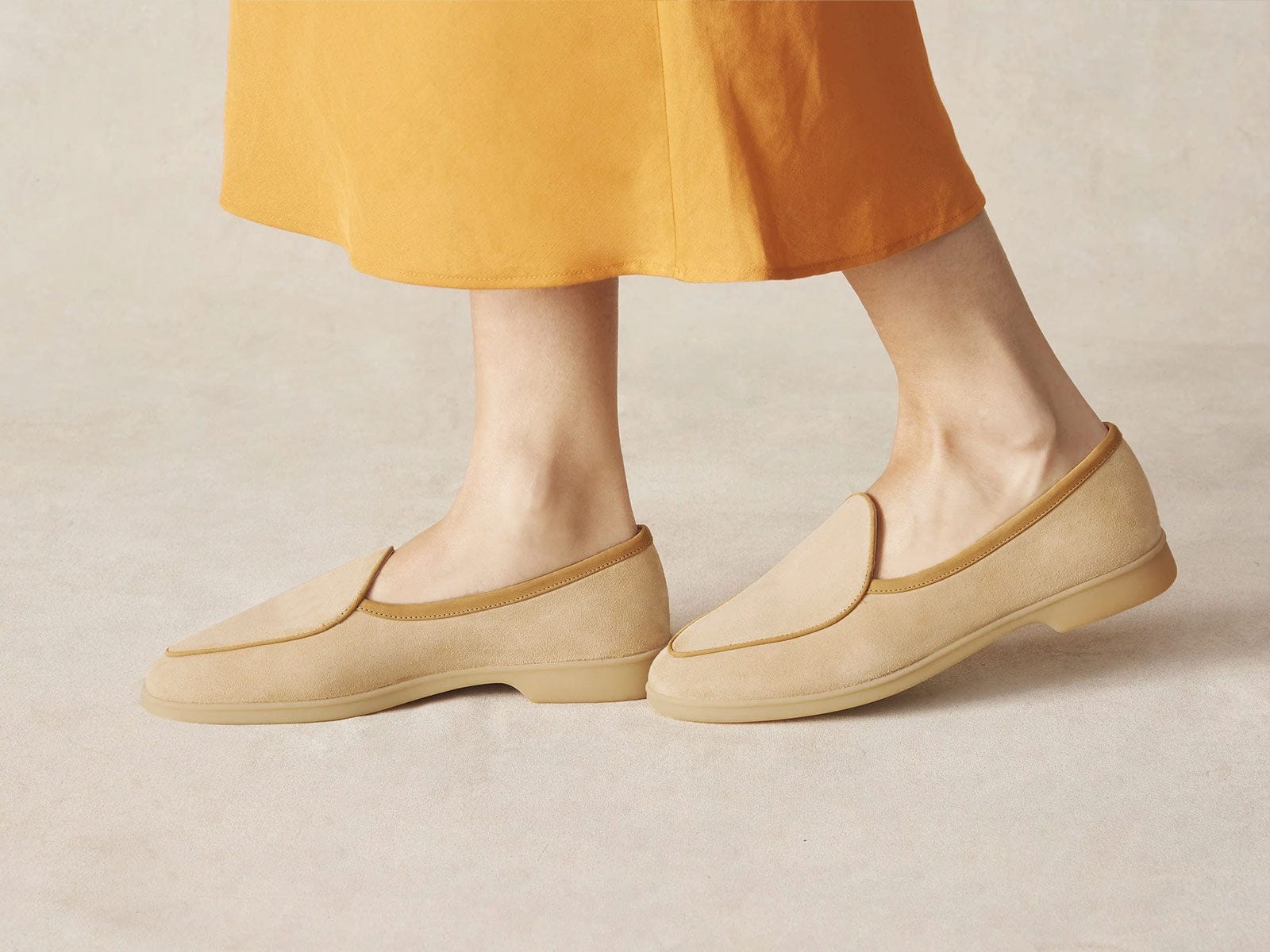 Stride Loafers in Tropez Beige Glove Suede Natural Sole